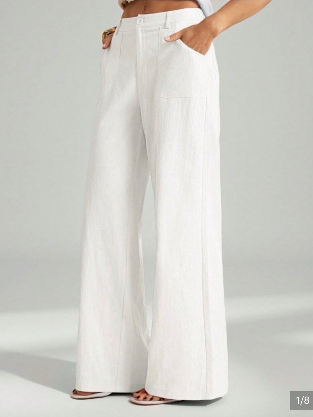 White Casual Women's Washed Low Waist Straight Pants